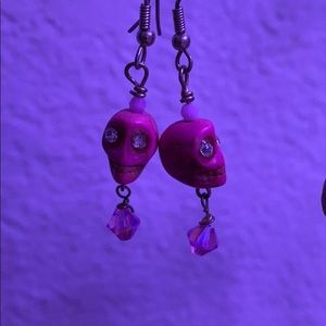 Pink skull earrings